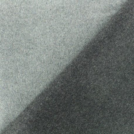 Tissu drap de laine réversible - gris/anthracite x 10cm