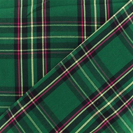 Tissu tartan écossais Sutherland - vert x 10cm