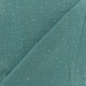 Tissu double gaze de coton pois doré - eucalyptus x 10cm