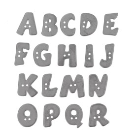 Bouton Polyester Alphabet Aspect Métal 18 mm - Acier