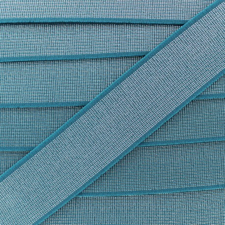 Ruban Élastique Shine Glam' 40 mm - Bleu Canard x 1m