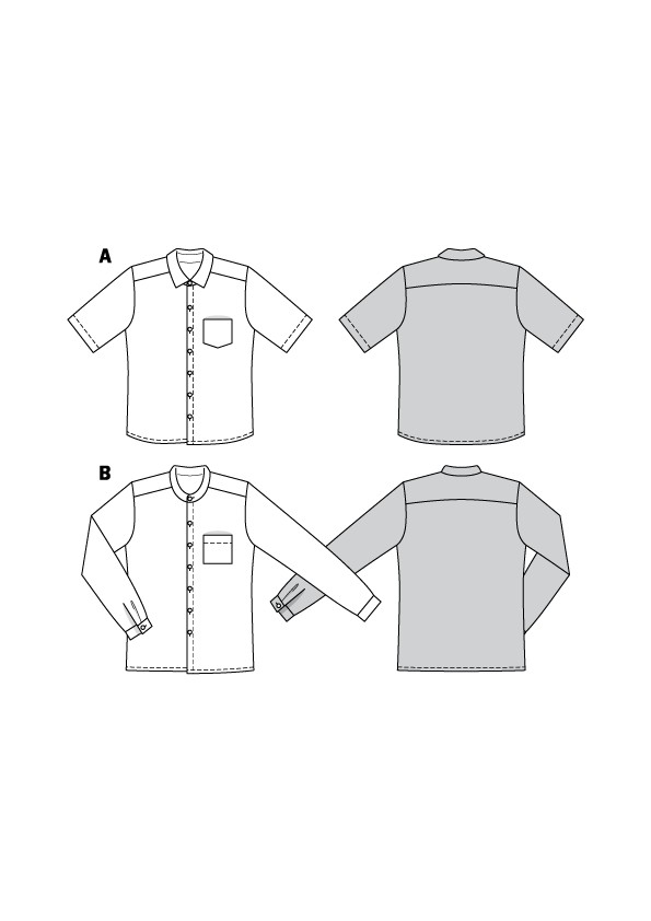 Patron Chemise Col Droit Homme Burda N°6349