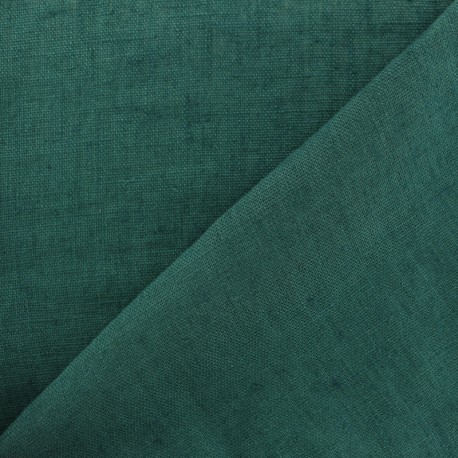 Tissu lin lavé Thevenon - vert sapin x 10cm