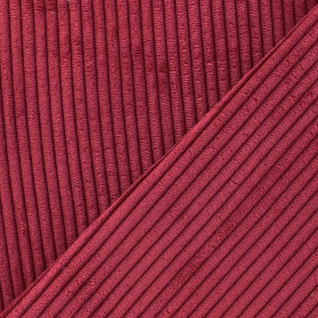 Tissu velours à grosses côtes Lisboa - rouge x10cm