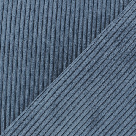 Tissu velours à grosses côtes Lisboa - bleu océan x10cm