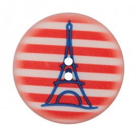 Bouton Polyester Tour Eiffel 28 mm - Rouge