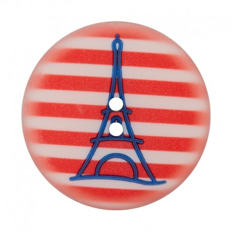 Bouton Polyester Tour Eiffel 28 mm - Rouge