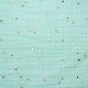 Tissu double gaze de coton pois doré - menthe claire x 10cm