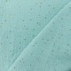 Tissu double gaze de coton pois doré - menthe claire x 10cm