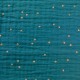 Tissu double gaze de coton pois doré - paon x 10cm
