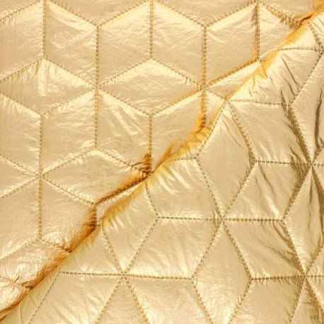 Tissu matelassé nylon doudoune Cubix - doré x 10cm