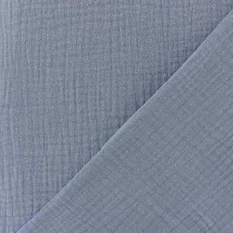 Tissu triple gaze de coton uni - bleu niagara x 10cm