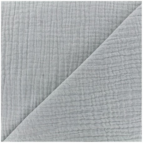 Tissu triple gaze de coton uni - gris x 10cm