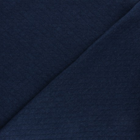 Tissu jersey matelassé losanges 10/20 - bleu marine chiné x 10cm