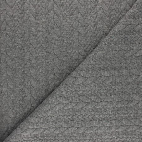 Tissu jersey Torsade - Gris chiné x10cm