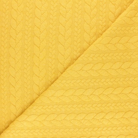 Tissu jersey Torsade - Jaune pastel x 10cm