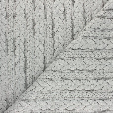 Tissu jersey Torsade - Gris clair chiné x 10cm