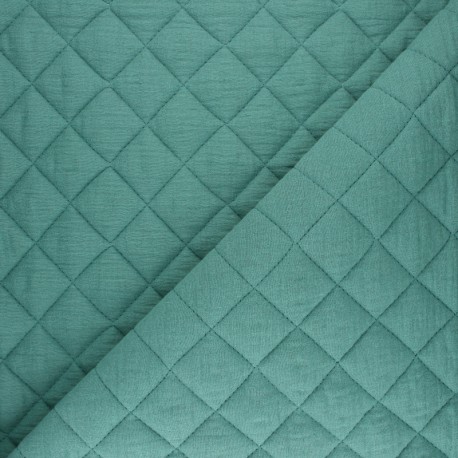 Tissu double gaze matelassé Réversible - noir x 10cm