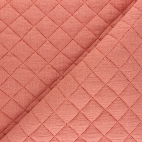 Tissu double gaze matelassé Réversible - marsala x 10cm