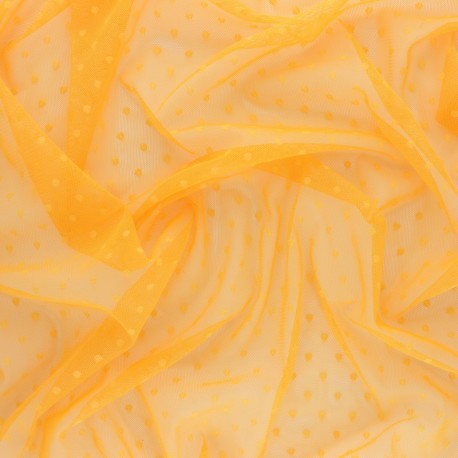 Tissu tulle souple Point d'esprit Millie - corail x 10cm