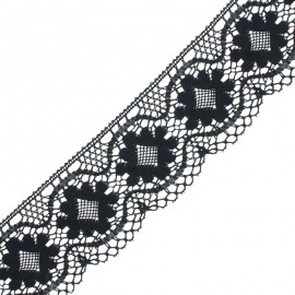 Ruban dentelle au crochet Albertine festonné - Noir x 1m