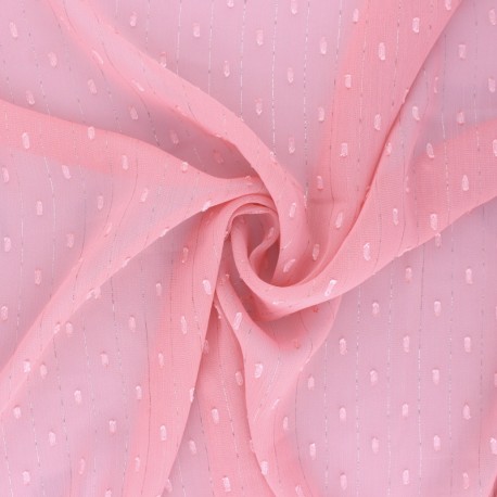 Tissu Mousseline lurex plumetis - blanc x 50cm