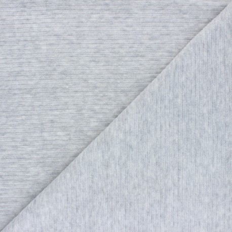 Tissu jersey velours côtelé - gris chiné x 10cm