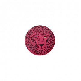 Bouton polyester Félin 25 mm - Fuchsia
