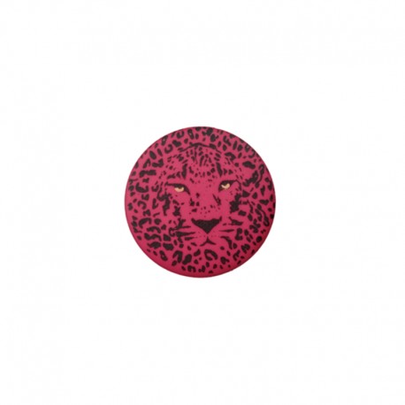 Bouton polyester Félin 25 mm - Fuchsia
