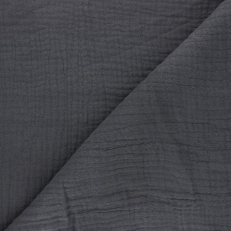 Tissu triple gaze de coton uni MPM - gris orage x 10cm