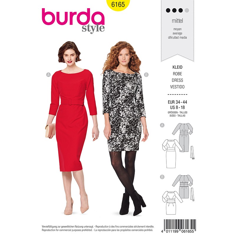 Patron Robe fourreau Burda n°6165