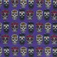 Tissu polyester pour masque Flower & skull - violet x 10cm