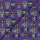 Tissu polyester pour masque Flower & skull - violet x 10cm
