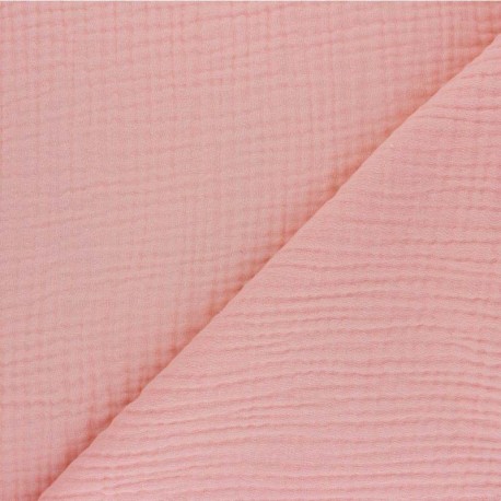 Tissu triple gaze de coton uni Sorbet - rose x 10cm
