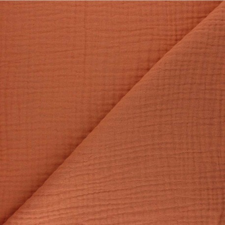 Tissu triple gaze de coton uni Sorbet - citrouille x 10cm