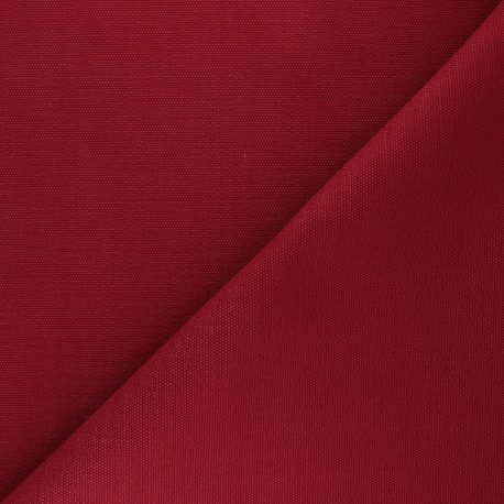 Tissu toile de coton natté réversible - rouge carmin x 10cm