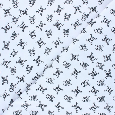 Tissu jersey Tiny skull - blanc x 10cm
