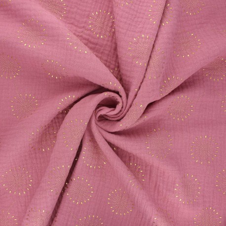 Tissu double gaze de coton Fireworks - vieux rosex 10cm