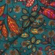 Tissu toile de coton Thevenon Rainbow tree grand - vert bleu x 50cm