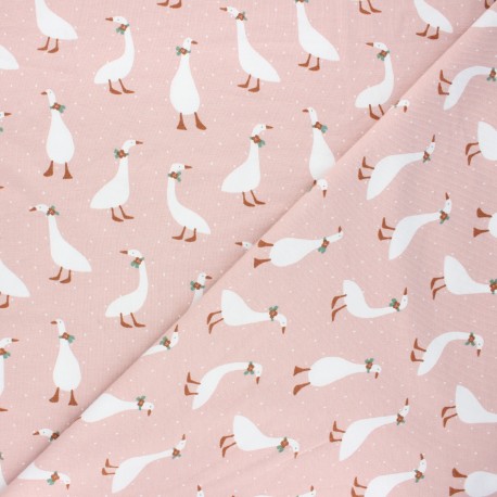 Tissu jersey Poppy Cute goose - rose clair x 10cm