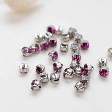 Bouton strass Sweet angels 7mm - fuchsia