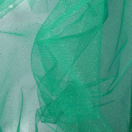 Tulle souple pailletté au mètre Vert