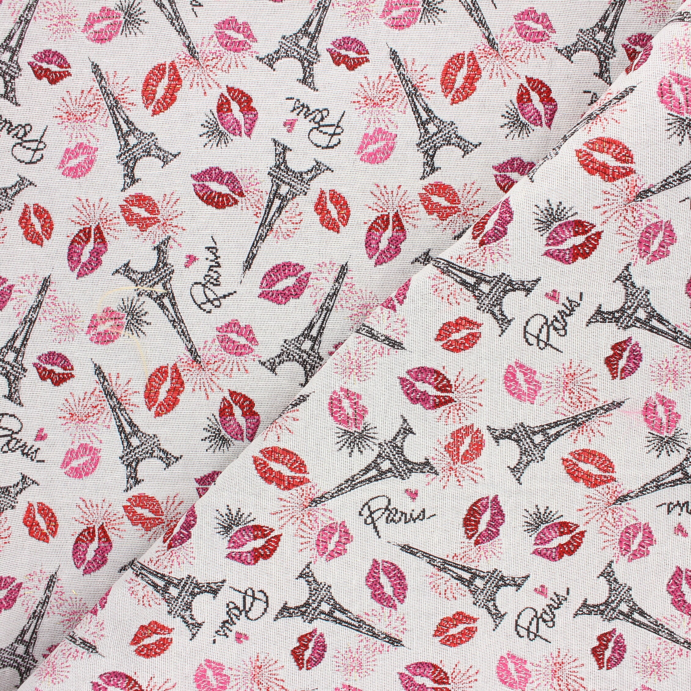 Tissu français Tissu jacquard Bisous blanc Ma Petite Mercerie