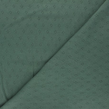 Tissu jersey maille ajourée Diamond - vert foncé x 10cm