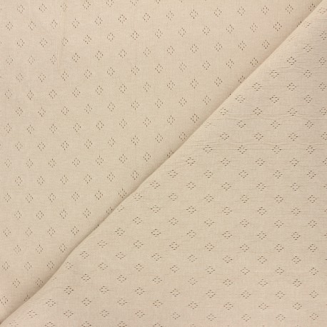 Tissu jersey maille ajourée Diamond - sable x 10cm