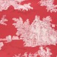 Tissu toile de Jouy Pastorale - framboise x 48cm