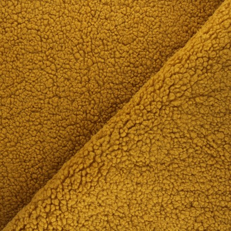 Tissu fourrure mouton Grande Ourse - jaune moutarde x 10cm