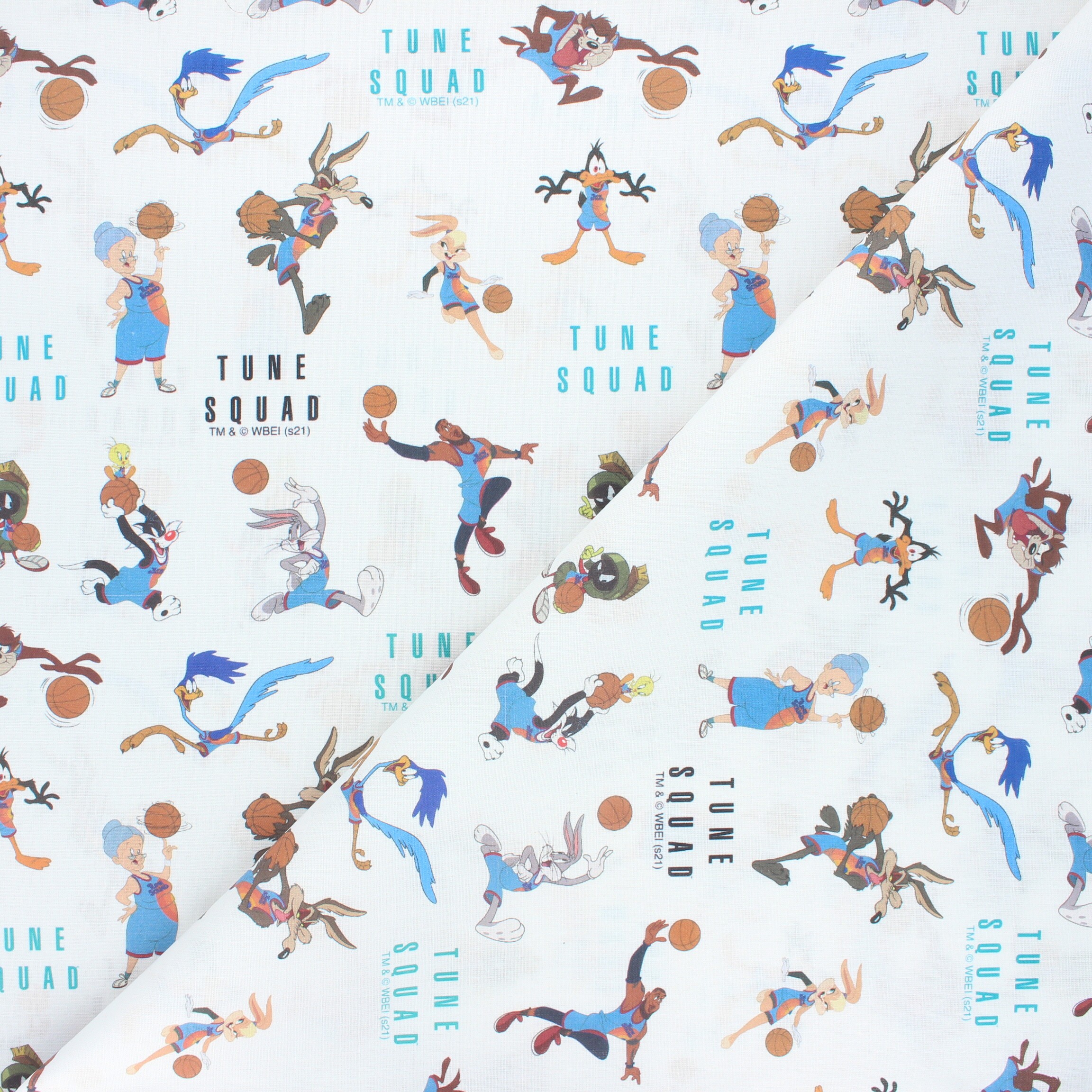 Tissu coton cretonne Tune team blanc Ma Petite Mercerie