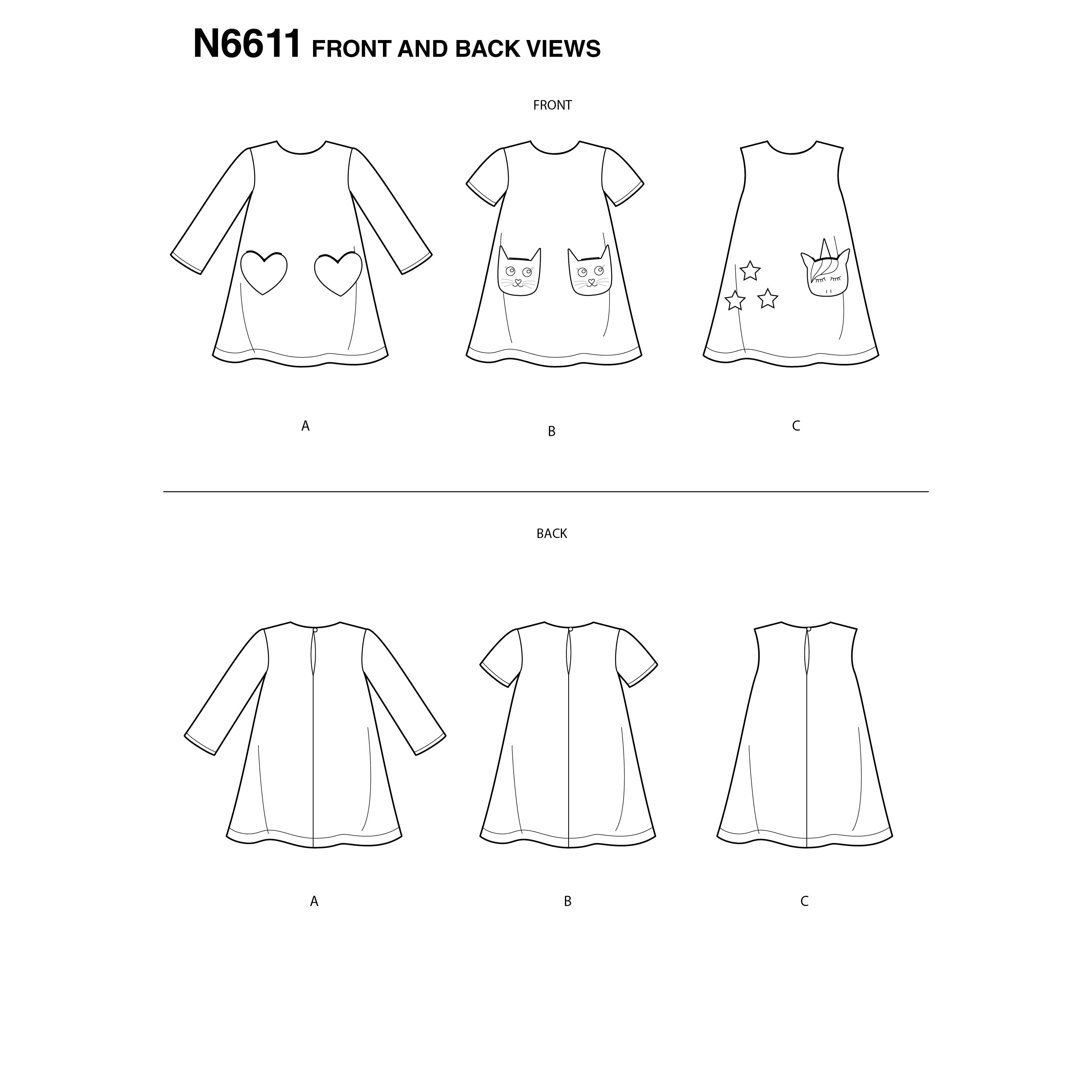 New Look Sewing Pattern 6611 Kids A (3 4 5 6 7 8) Dresses