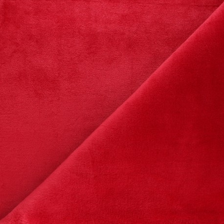 Tissu Doudou ultra doux - rouge x 10cm